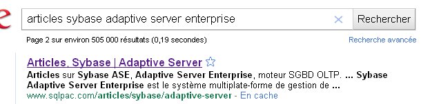 resultat Google SQLPAC Sybase Adaptive Server Enterprise