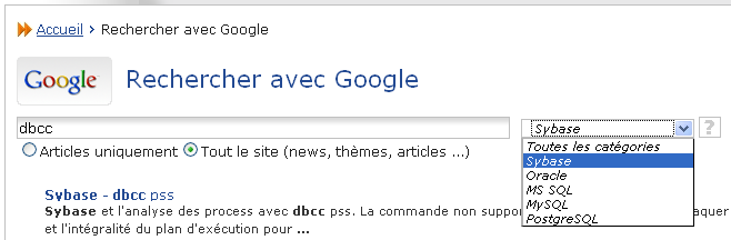 moteur de recherche SQLPAC