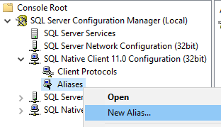 SQL Server Configuration Manager MMC - New Alias