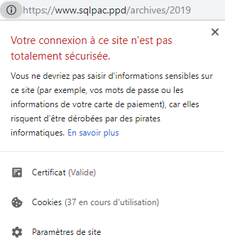 Page sécurisée, pas de cadenas HTTPS/SSL, point d’exclamation