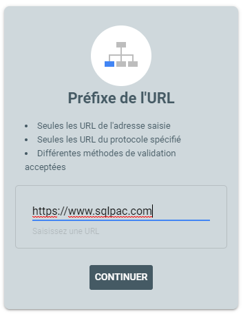 Google Search Console - Ajouter https://www.sqlpac.com