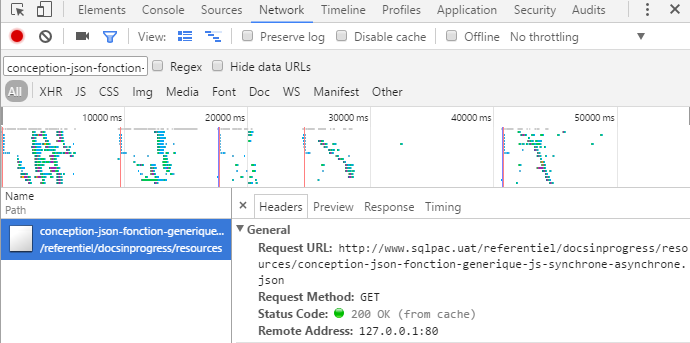 Chrome - JSON en cache