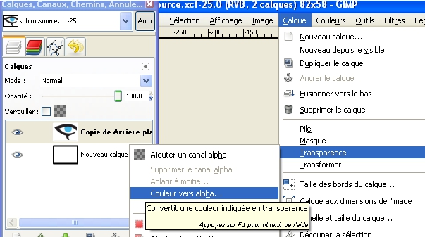 calque transparence couleur vers alpha