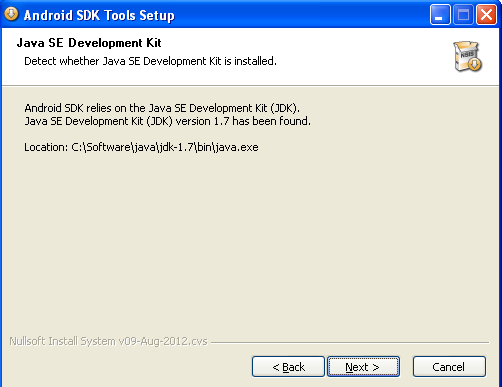 Android SDK Détection JDK