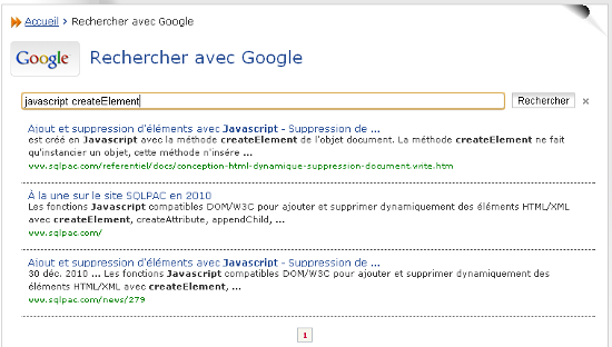 Recherche Google CSE intégrée dans SQLPAC