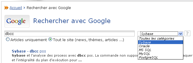 formulaire google search personnalise