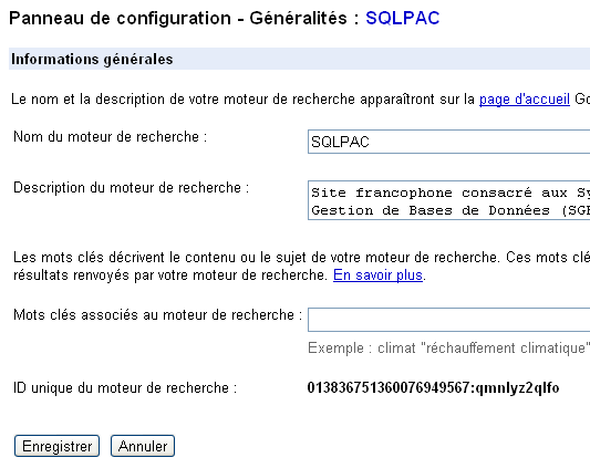 panneau configuration general