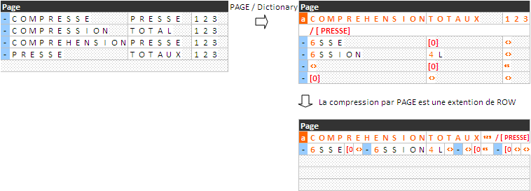 schema compression page mode dictionnaire