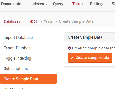RavenDB Create Sample Data