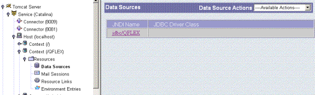 tomcat web server administration data sources management