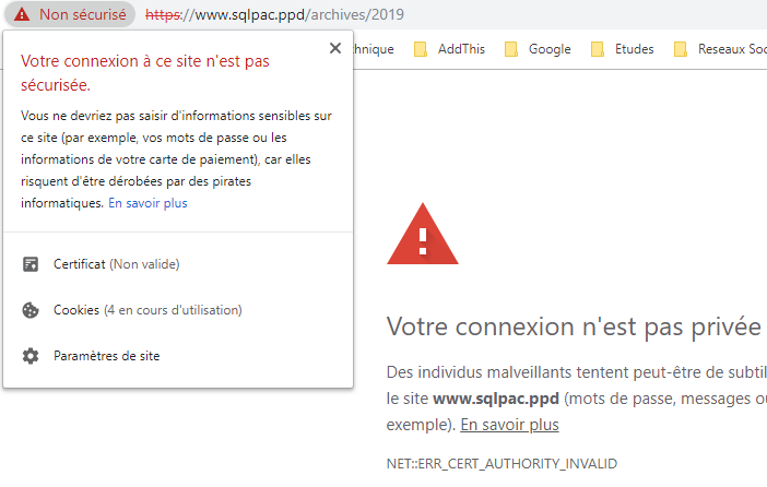 Chrome, connexion non privée