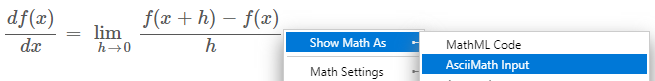 Clic droit - Menu MathJax